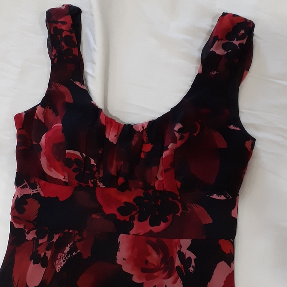 A-Line Dress with Red Rose Print - Picture 4 of 7